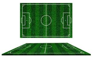 samling av fotboll fält element utsikt, grön gräs fotboll fält av artificiell gräs bakgrund , spelar fält av fotboll, vit rader den där avgränsa de områden foto