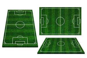 samling av fotboll fält element utsikt, grön gräs fotboll fält av artificiell gräs bakgrund , spelar fält av fotboll, vit rader den där avgränsa de områden foto