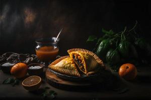 unna sig i de rik smaker av latin Amerika med vår empanadas. aptitretande bilder monter traditionell, gata mat, och gourmet stilar av detta älskad maträtt foto