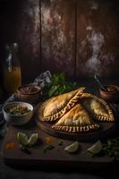 unna sig i de rik smaker av latin Amerika med vår empanadas. aptitretande bilder monter traditionell, gata mat, och gourmet stilar av detta älskad maträtt foto