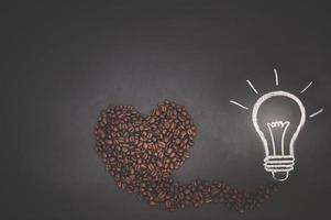 kaffebönor och glödlampa klotter