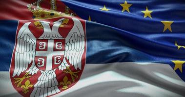 serbia och europeisk union flagga bakgrund. relation mellan Land regering och eu. 3d illustration foto