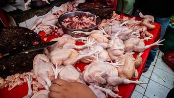 rå kyckling på de tondano traditionell marknadsföra foto