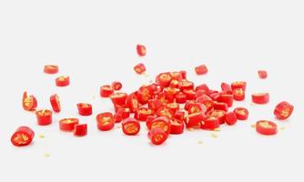 röd skiva chili på vit bakgrund foto