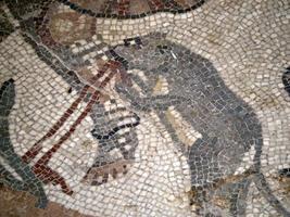 gammal roman mosaik- av villa del casale, sicilien foto