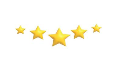 gyllene fem stjärna recension eller betyg fem stjärnor 3d på vit bakgrund foto