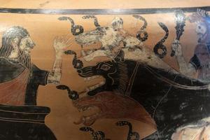 etruskisk målad vatten burk foto