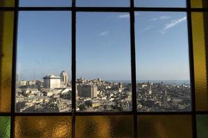 genua Stadsutsikt från castelletto hiss foto