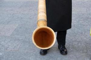 trä berg traditionell horn musikalisk instrument detalj foto