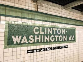 Clinton Washington tunnelbanestationsskylt foto