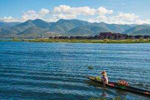 de skön landskap av inle sjö de största sötvatten sjö i myanmar. foto