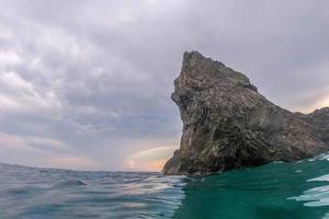 monterosso cinque terre panorama sten på solnedgång från de hav foto