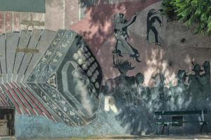 bandoneon spelare målad hus vägg i buenos sänds foto