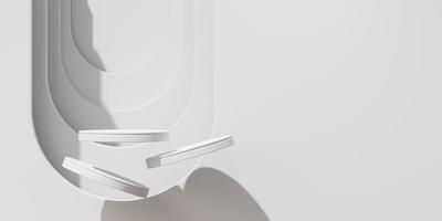 abstrakt minimal modern vit podiumplattform för produktvisning visa upp 3d-rendering foto