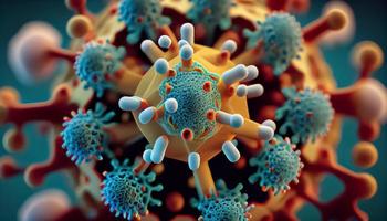 närbild av covid 19 virus bakterie foto