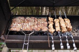 kött på grillspett är friterad på de grill foto