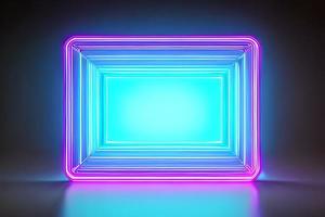 ljus blå och violett rektangel stående neon ljus bakgrund och bakgrund. foto