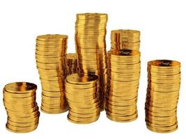 stackar av gyllene mynt, begrepp av ekonomisk rikedom och Framgång. 3d framställa foto