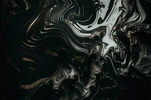 svart marmor bläck textur akryl målad vågor textur bakgrund foto