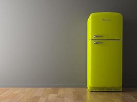 inredning med ett grönt kylskåp i illustration 3d