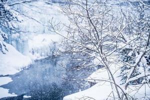 tung snö på heike Nej sato by i tochigi prefektur, nikko stad, japan foto