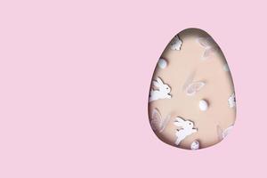 skära ut påsk ägg och dekoration med choklad kanin och ägg. sötsaker och påsk jaga för barn foto