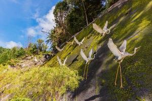 flamingo japanska statyer i hakan swee grottor tempel genting höglandet, malaysia foto