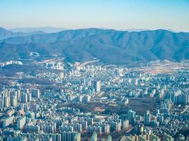 Flygfoto över staden Seoul, Sydkorea foto