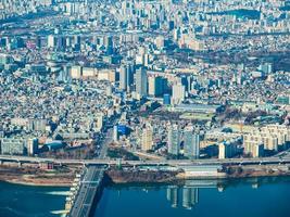 Flygfoto över staden Seoul, Sydkorea foto