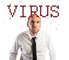 virus varna med affärsman foto