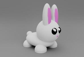 söt påsk kanin minimal 3d illustration på vit bakgrund. foto