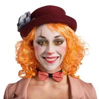 leende kvinna clown foto