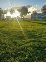 urban solnedgång en spektakulär visa av natur skönhet foto