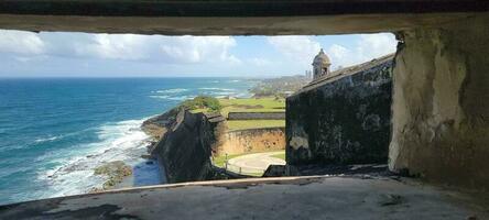 se från vakt låda i slott i puerto rico foto