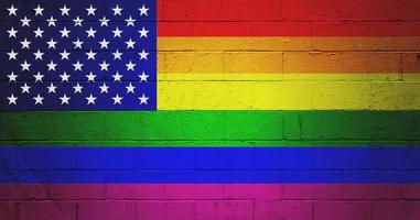HBTQ stolthet flagga målad på en vägg foto
