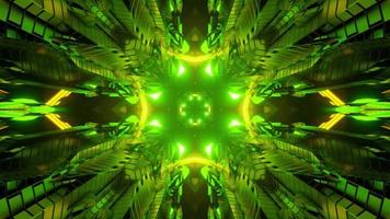 Illustration 3d av neon cyberspace med geometrisk modell foto