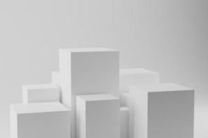 3d framställa av vit geometrisk kuber. abstrakt bakgrund foto