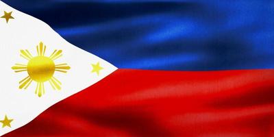 3D-illustration av en Filippinernas flagga - realistiska viftande tygflagga foto