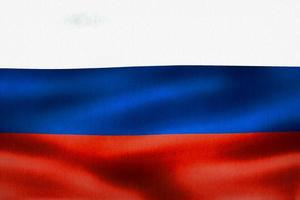 3D-illustration av en rysslands flagga - realistiskt viftande tygflagga foto