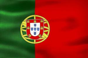 3D-illustration av en portugal flagga - realistiskt viftande tygflagga foto
