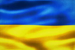 3D-illustration av en ukrainsk flagga - realistiskt viftande tygflagga foto