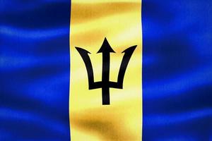 barbados flagga - realistiskt viftande tygflagga foto