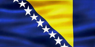 Bosnien och Hercegovinas flagga - realistiskt viftande tygflagga foto