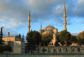 blå moské på soluppgång, istanbul, Kalkon foto