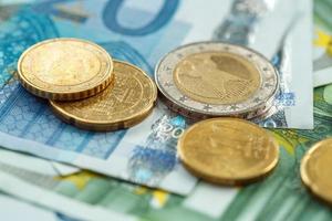pengar euromynt och sedlar foto