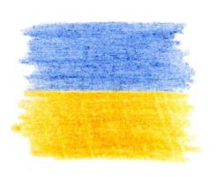 ukrainska flagga på vit bakgrund foto