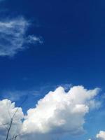 blå himmel med moln och träd foto