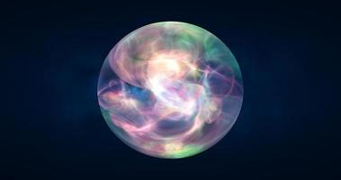 abstrakt boll sfär planet regnbågsskimrande energi transparent glas magi med energi vågor i de kärna abstrakt bakgrund foto