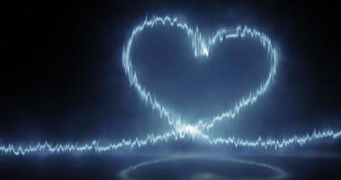 abstrakt ljus blå energi elektrisk ljus kärlek magi hjärta med reflektioner abstrakt bakgrund foto