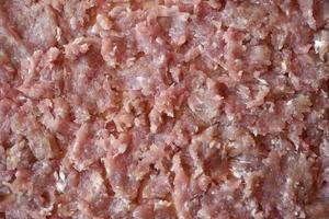 bakgrund av kött i en paj. mald kött närbild. färsk kött. rå mald kött. foto